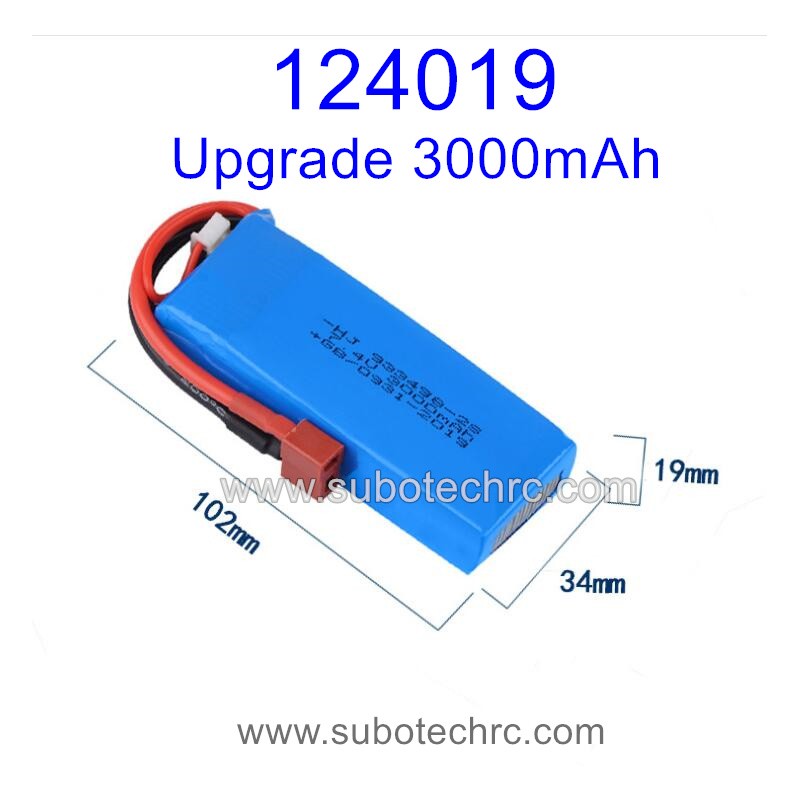 WLTOYS 124019 Upgrade Battery 7.4V 3000mAh T-Plug