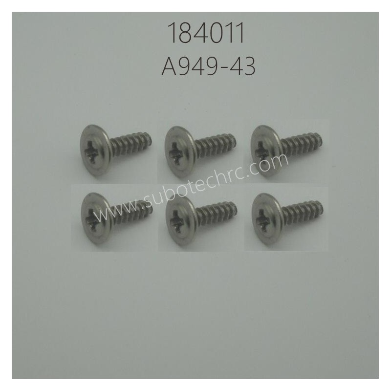 A949-43 3X10PB Cross Round Head With Medium Tapping Screw for WLTOYS 184011