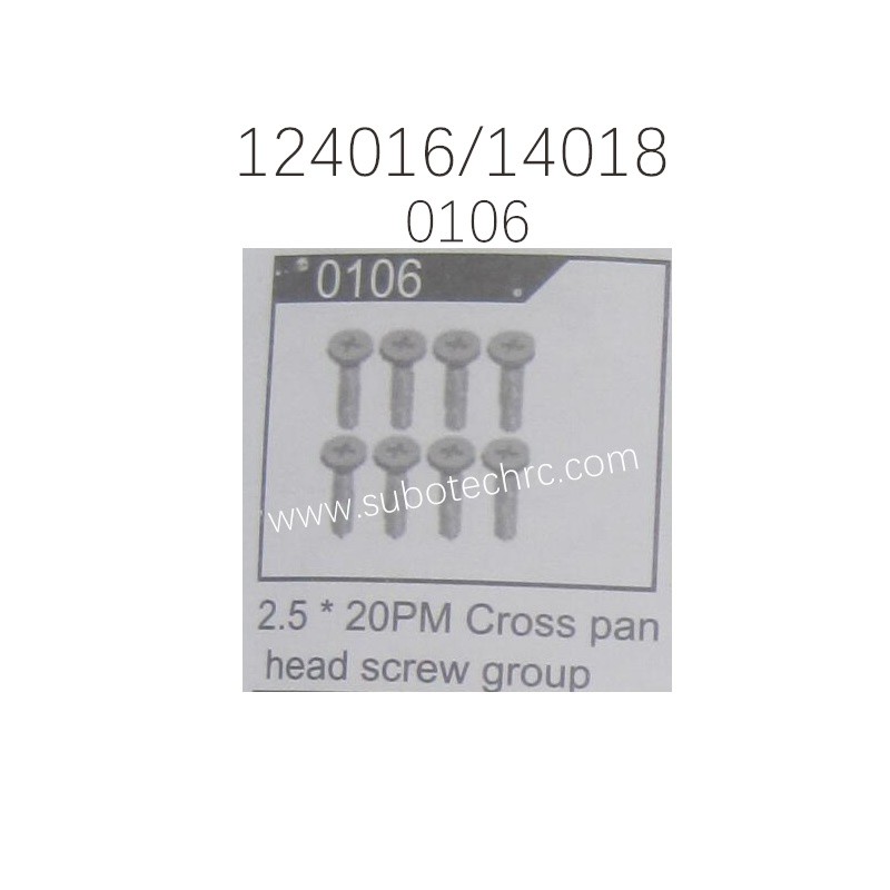 WLTOYS XKS 124016 124018 Screw Parts 0106 2.5X20PM Cross Pan Head Screw Group
