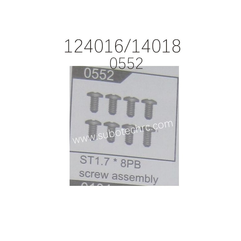 WLTOYS XKS 124016 124018 Parts 0552 ST1.7X8PB Screw Assembly