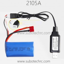 HaiBoXing HBX 2105A RC Car Parts 7.4V 1500mAh Battery T-Plug and USB Charger